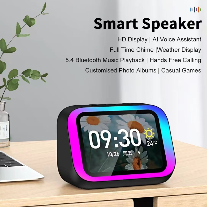 Electronics For Home - AI-stemassistent Bluetooth-luidspreker met RGB-kleurenverlichting Wekker LED-scherm